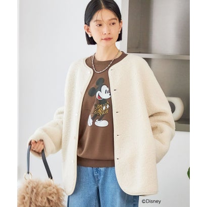 《一部予約》【一部WEB限定】〈手洗い可能〉ボア フリース リバーシブル ノーカラー コート （ベージュ）｜詳細画像