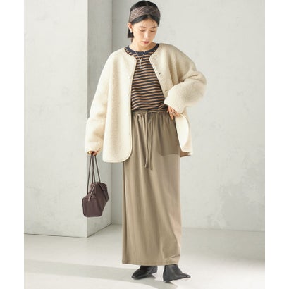 《一部予約》【一部WEB限定】〈手洗い可能〉ボア フリース リバーシブル ノーカラー コート （ベージュ）｜詳細画像