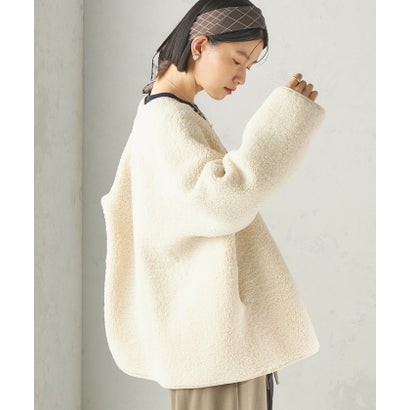 《一部予約》【一部WEB限定】〈手洗い可能〉ボア フリース リバーシブル ノーカラー コート （ベージュ）｜詳細画像