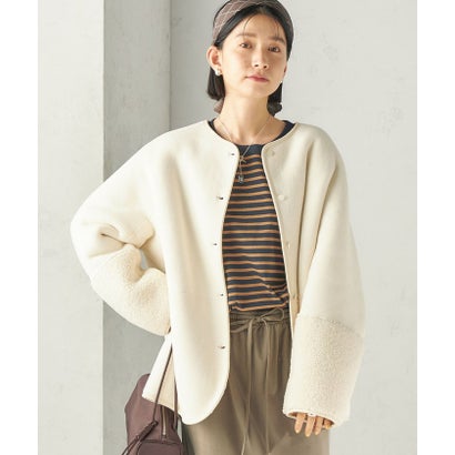 《一部予約》【一部WEB限定】〈手洗い可能〉ボア フリース リバーシブル ノーカラー コート （ベージュ）｜詳細画像