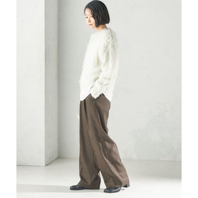 《一部予約》【実力派ベーシック】〈防シワ/洗濯機可能〉シャークツイード ストレッチ 2タック パンツ （ナチュラル）｜詳細画像