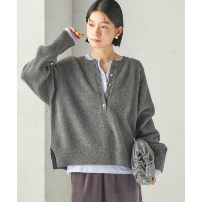 《一部予約》〈手洗い可能〉ウール カシミヤ 2WAY ヘンリーネック プルオーバー （ピンク）｜詳細画像