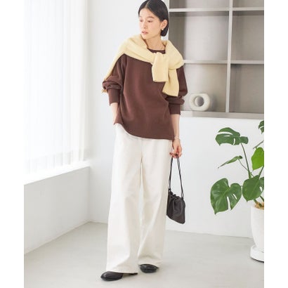 《一部予約》〈手洗い可能〉ウール カシミヤ 2WAY ヘンリーネック プルオーバー （ピンク）｜詳細画像