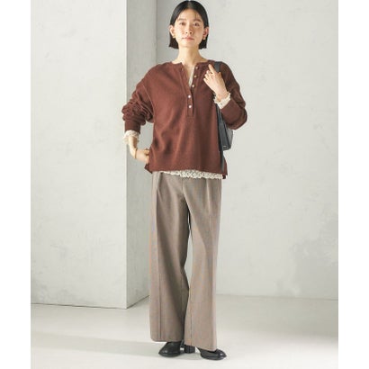 《一部予約》〈手洗い可能〉ウール カシミヤ 2WAY ヘンリーネック プルオーバー （ピンク）｜詳細画像