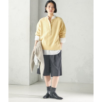 《一部予約》〈手洗い可能〉ウール カシミヤ 2WAY ヘンリーネック プルオーバー （ピンク）｜詳細画像