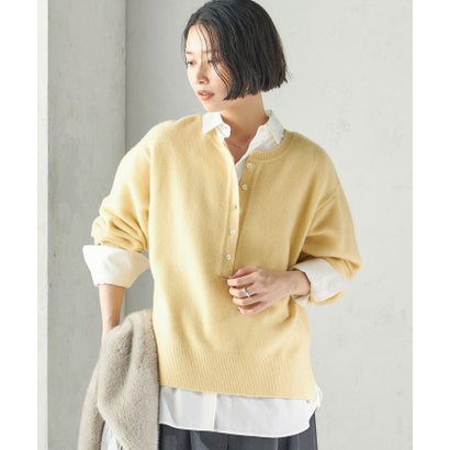 《一部予約》〈手洗い可能〉ウール カシミヤ 2WAY ヘンリーネック プルオーバー （ピンク）｜詳細画像