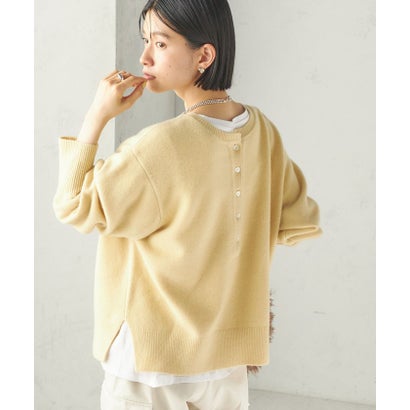 《一部予約》〈手洗い可能〉ウール カシミヤ 2WAY ヘンリーネック プルオーバー （ピンク）｜詳細画像