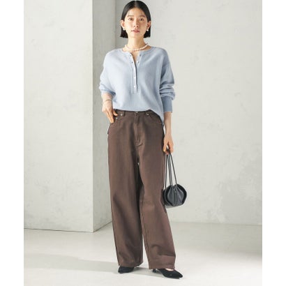 《一部予約》〈手洗い可能〉ウール カシミヤ 2WAY ヘンリーネック プルオーバー （ピンク）｜詳細画像