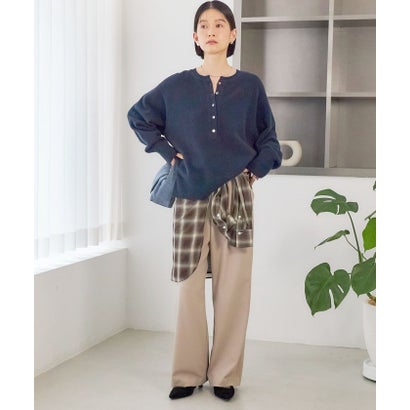 《一部予約》〈手洗い可能〉ウール カシミヤ 2WAY ヘンリーネック プルオーバー （ピンク）｜詳細画像