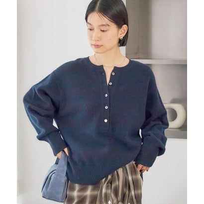 《一部予約》〈手洗い可能〉ウール カシミヤ 2WAY ヘンリーネック プルオーバー （ピンク）｜詳細画像