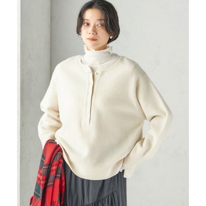 《一部予約》〈手洗い可能〉ウール カシミヤ 2WAY ヘンリーネック プルオーバー （ピンク）｜詳細画像
