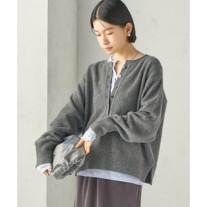 《一部予約》〈手洗い可能〉ウール カシミヤ 2WAY ヘンリーネック プルオーバー （スカイブルー）｜詳細画像