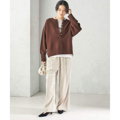 《一部予約》〈手洗い可能〉ウール カシミヤ 2WAY ヘンリーネック プルオーバー （スカイブルー）｜詳細画像