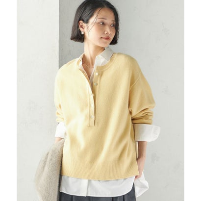 《一部予約》〈手洗い可能〉ウール カシミヤ 2WAY ヘンリーネック プルオーバー （スカイブルー）｜詳細画像