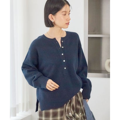 《一部予約》〈手洗い可能〉ウール カシミヤ 2WAY ヘンリーネック プルオーバー （スカイブルー）｜詳細画像