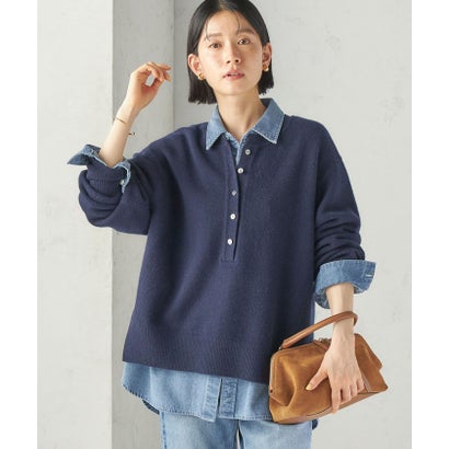 《一部予約》〈手洗い可能〉ウール カシミヤ 2WAY ヘンリーネック プルオーバー （スカイブルー）｜詳細画像