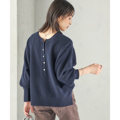 《一部予約》〈手洗い可能〉ウール カシミヤ 2WAY ヘンリーネック プルオーバー （スカイブルー）｜詳細画像