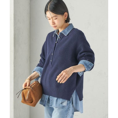 《一部予約》〈手洗い可能〉ウール カシミヤ 2WAY ヘンリーネック プルオーバー （スカイブルー）｜詳細画像