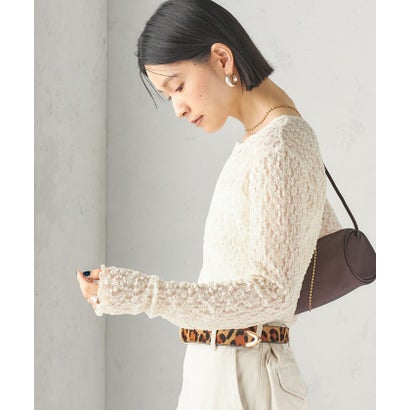 シップス SHIPS 《一部予約》〈手洗い可能〉ラメ / 無地 シュリンク レース ヘンリーネック 2WAY プルオーバー （ホワイト）｜詳細画像