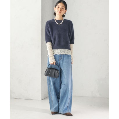 シップス SHIPS 《一部予約》〈手洗い可能〉ラメ / 無地 シュリンク レース ヘンリーネック 2WAY プルオーバー （ホワイト）｜詳細画像