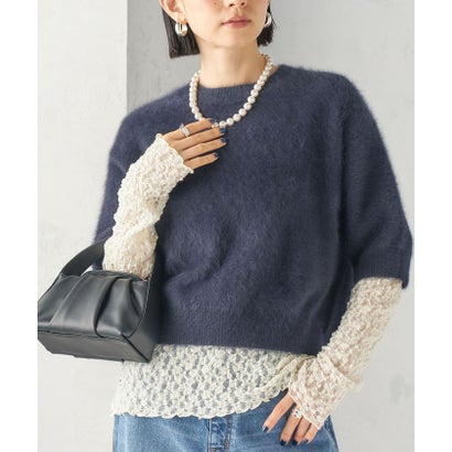 シップス SHIPS 《一部予約》〈手洗い可能〉ラメ / 無地 シュリンク レース ヘンリーネック 2WAY プルオーバー （ホワイト）｜詳細画像