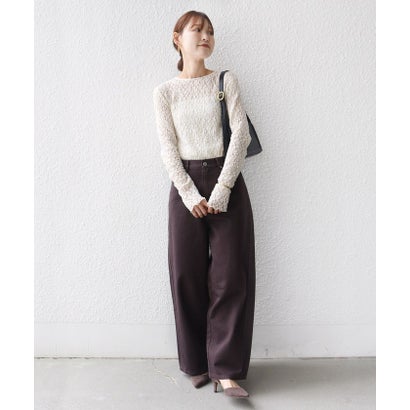 シップス SHIPS 《一部予約》〈手洗い可能〉ラメ / 無地 シュリンク レース ヘンリーネック 2WAY プルオーバー （ホワイト）｜詳細画像