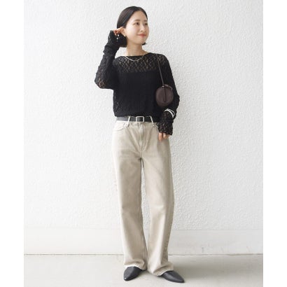 シップス SHIPS 《一部予約》〈手洗い可能〉ラメ / 無地 シュリンク レース ヘンリーネック 2WAY プルオーバー （ホワイト）｜詳細画像