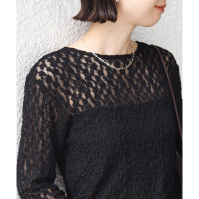 シップス SHIPS 《一部予約》〈手洗い可能〉ラメ / 無地 シュリンク レース ヘンリーネック 2WAY プルオーバー （ホワイト）｜詳細画像