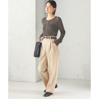 シップス SHIPS 《一部予約》〈手洗い可能〉ラメ / 無地 シュリンク レース ヘンリーネック 2WAY プルオーバー （ホワイト）｜詳細画像