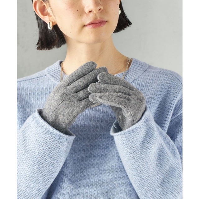 《予約》カシミヤ ミックス スリット グローブ （グレー）