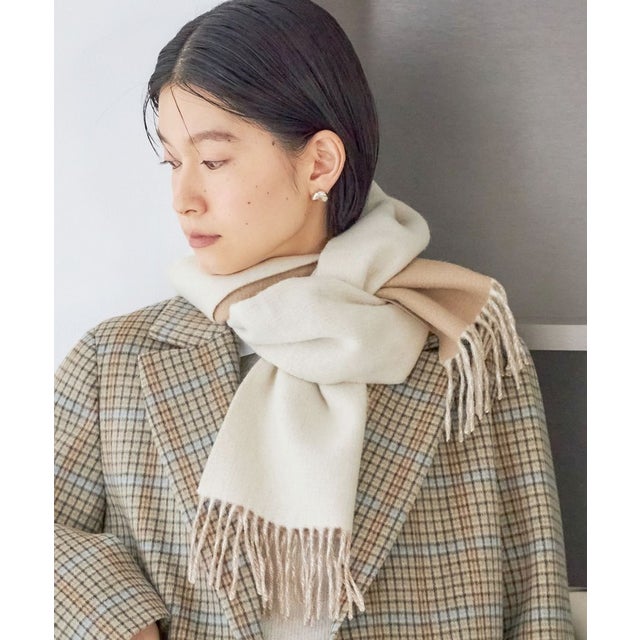 カシミヤ リバーシブル マフラー 26AW （オフホワイト）