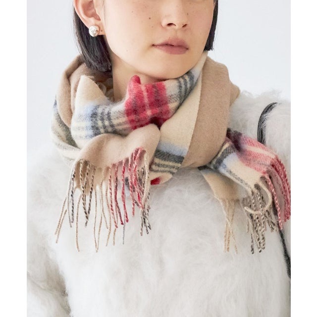 カシミヤ リバーシブル マフラー 26AW （レッド）