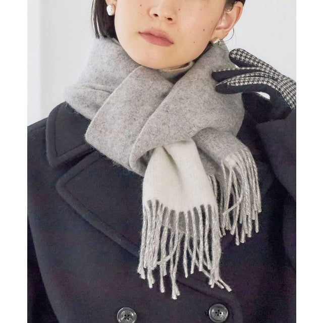 カシミヤ リバーシブル マフラー 26AW （ライトグレー）