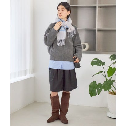 カシミヤ リバーシブル マフラー 26AW （クリーム）｜詳細画像