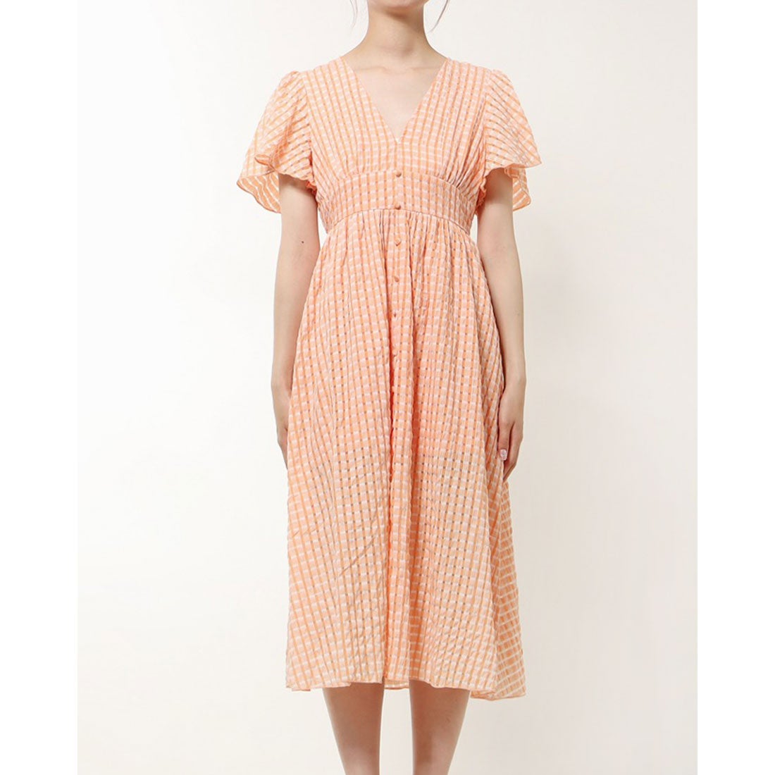 シーイン SHEIN チェックワンピース （オレンジ） -海外ファッション通販 LOCONDO Buyer
