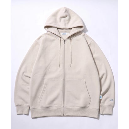 DISCUS/ディスカス オーバーサイズ 裏起毛 フルジップパーカー フーディー パーカー メンズ レディース ユニセックス （アイボリー）｜詳細画像