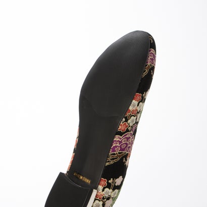 和柄 パンプス レディース フラット ローヒール 花柄 （BLACK）｜詳細画像