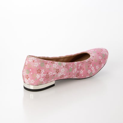 花柄 パンプス レディース フラット ローヒール 和風デザイン （Pink）｜詳細画像