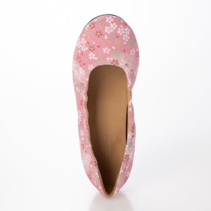 花柄 パンプス レディース フラット ローヒール 和風デザイン （Pink）｜詳細画像
