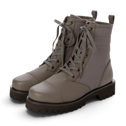 厚底 レースアップ ブーツ レディース ミドルブーツ シンプル （GREY）｜詳細画像