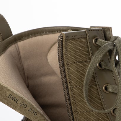 厚底 レースアップ ブーツ レディース ミドルブーツ シンプル （KHAKI）｜詳細画像