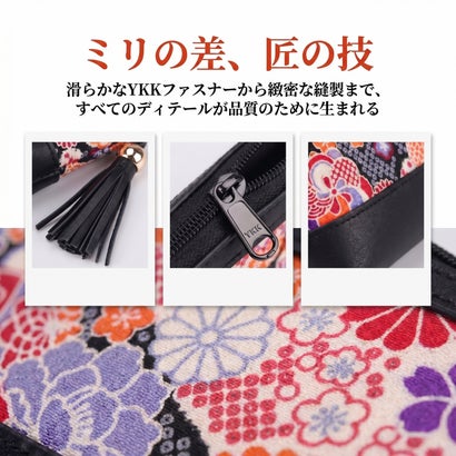 日式和風花卉小銭入れ 繁花似錦織錦ハンドバッグ （花づくし HANATSUKUSHI BLK）｜詳細画像