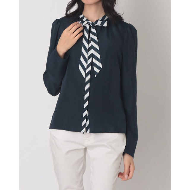 バイアスボーダーボウタイポイントTOPS （NAVY）