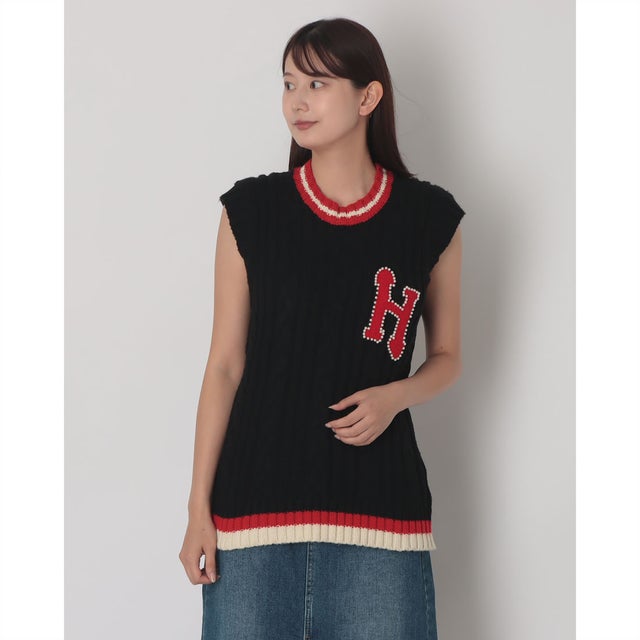 レタードニットベスト （BLACK）