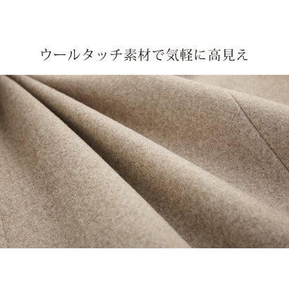 []ウールタッチノーカラーコートロング丈 （アイボリー）｜詳細画像
