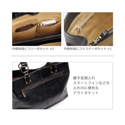 [Jamale]日本製牛革レザーハンドバッグ （オレンジ）｜詳細画像