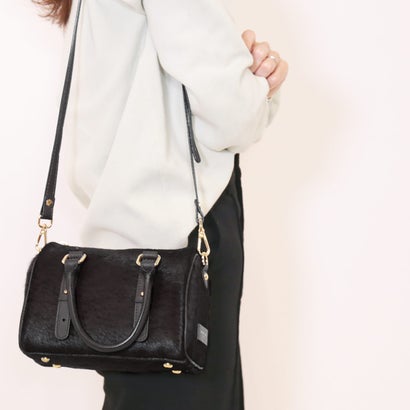 [MY BEST BAG]ホースヘア牛革ミニボストンショルダーバッグ （ブラック）｜詳細画像