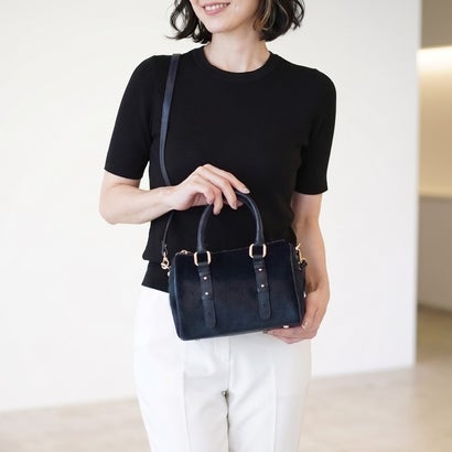 [MY BEST BAG]ホースヘア牛革ミニボストンショルダーバッグ （ブラック）｜詳細画像