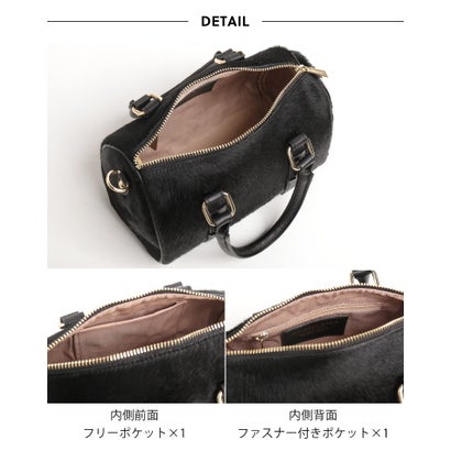 [MY BEST BAG]ホースヘア牛革ミニボストンショルダーバッグ （ブラック）｜詳細画像