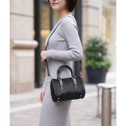 [MY BEST BAG]ホースヘア牛革ミニボストンショルダーバッグ （ブラック）｜詳細画像